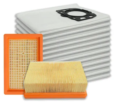 Filterset: 2 Flachfilter + 12 Beutel für Kärcher WD4-WD6, MV4-MV6