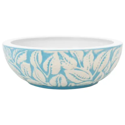Immagine prodotto di vidaXL Lavabo da appoggio bianco e blu, rotondo, Ø 41 x 14 cm, Vetroceramica