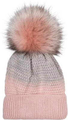 Produktbild von styleBREAKER Damen Strick Bommelmütze mit Farbverlauf und Fleece Futter, Winter Fellbommel Mütze, Strickmütze 04024205
