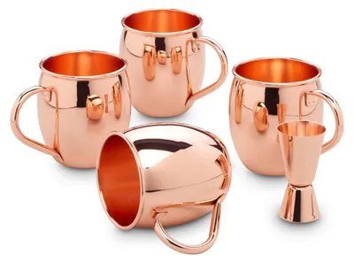 Moscow Mule Set 5-tlg. – 4 Kupferbecher 500 ml + Jigger