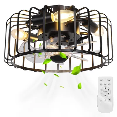 Obrázok produktu pre 28W 32cm čierny stropný ventilátor s osvetlením a diaľkovým ovládaním, 6 rýchlostí, s osvetlením, spálňa kuchyňa jedáleň terasa, čierny