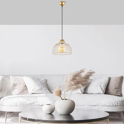 Image de Suspension Luminaire en métal doré - 30 x 30 x H 121 cm réglable - 1 x E27 Max 40W - Moderne