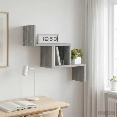 Imagen del producto de Estantería de pared Maison Exclusive, color gris Sonoma, 48 x 15 x 42 cm, fabricada en material de madera