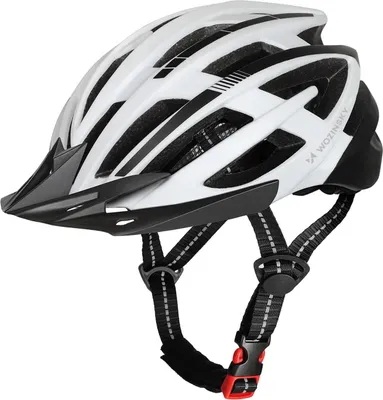 Produktbild von MTB Fahrradhelm mit Visier und USB LED Rücklicht verstellbar Größe M Schwarz Weiß