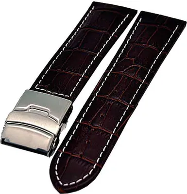 Produktbild von Uhrenarmband mit Faltschließe 20mm braun mit weisser Naht