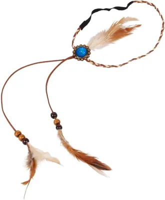 Produktbild von Federkopfschmuck mit Perlenquasten, Stirnband, türkis, für Damen und Mädchen