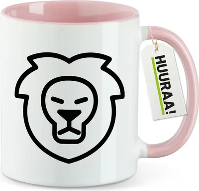 Produktbild von Huuraa Kaffeetasse Löwe Sternzeichen Symbol 330ml Rosa Keramik Kaffeebecher Geschenkidee