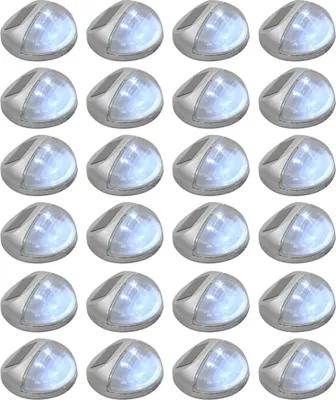 Image de Lampes solaires murales à LED d'extérieur 24 pcs Rond Argenté
