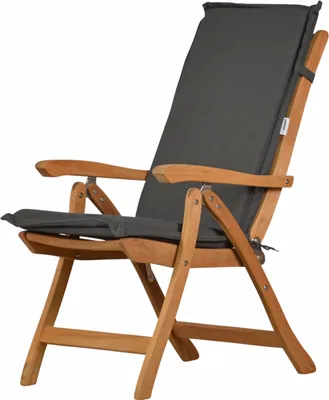 Produktbild von Gartenstuhl Set aus hochwertigem Teak Hochlehner und Polsterauflage anthrazit Premium-Set mit Auflage aus Polyacryl