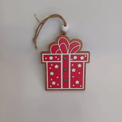 Obrázok produktu pre DECOLED Ozdoba, darček, drevený, 7,7 x 9,5 cm, červený