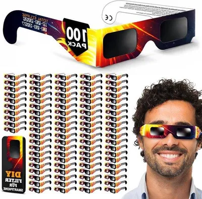 Image de Lunettes de protection solaire - Protection des yeux - Observation de l'éclipse solaire - es ISO - 100 pièces - Noir