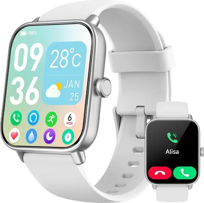 Produktbild von Damen's Smartwatch mit Telefonfunktion 1.8'' mit Herzfrequenz, SpO2, SchlafMonitor, 100+ Sportmodi, IP68 Wasserdicht Schrittzähler für Android iOS