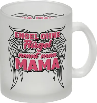 Produktbild von Engel ohne Flügel nennt man Mama Glas Tasse mit Spruch