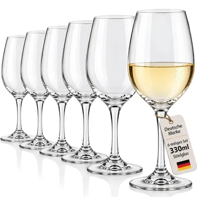 Produktbild von Weingläser 6er Set Weißweingläser Stielgläser Weinglas Wein Glas Gläser 330ml