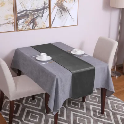 Produktbild von Moderner Samt-Tischläufer, Polyester Knitterfrei Rutschfest,für Hochzeit Bankett Party, Grau, 35×180cm