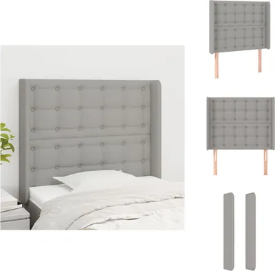 Produktbild von vidaXL Kopfteil mit Ohren Hellgrau 93x16x118/128 cm Stoff -  Kopf- & Fußenden