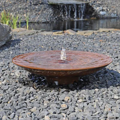 Produktbild von CLGarden Gartenbrunnen Wasserschale Cortenstahl Komplett Set SCWS60 Rost Springbrunnen Garten Wasserspiel