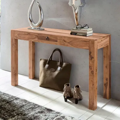 Produktbild von FineBuy Konsolentisch Massivholz Konsole mit 1 Schublade Schreibtisch 120 x 40 cm Landhaus Sideboard Farbe wählbar