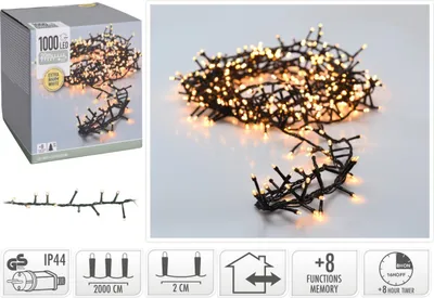 Obrázok produktu pre Microcluster | Osvetlenie vianočného stromčeka | 1000 LED | 20 m | Extra teplá biela