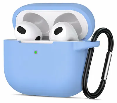 Produktbild von AirPods 5 Silikon Schutzhülle mit Karabiner, Soft Touch Case, stoßfeste Hülle, rutschfest, 360° Schutz,  Himmelblau