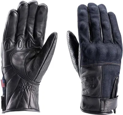Image de Gants de moto en denim bleu, noir, taille L