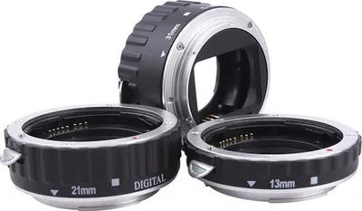 Zdjęcie produktu dla INF Obiektyw makro do aparatów Canon EOS DSLR 21 mm 31 mm 13 mm, 3 sztuki w opakowaniu Srebro