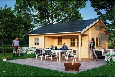 Produktbild von Blockbohlenhaus SKAN HOLZ Ontario Dachschalung, dämmbar, mit Fußboden 680 x 580 cm natur