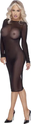 Image de Cottelli Party - Robe transparente à manches longues - Noir