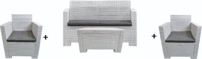 Produktbild von Bica Garten-Set Nebraska 2, 4-sitzig, aus Polypropylen mit Rattan-Effekt, weiß, mit Kissen