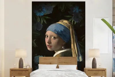 Produktbild von MuchoWow® Fototapete für Wohnzimmer oder Schlafzimmer Wandtapete Vinyl Motivtapete Das Mädchen mit dem Perlenohrring - Johannes Vermeer - Blumen - 200x300 cm - Wanddekorationen