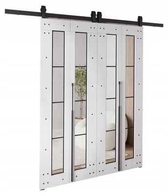 Produktbild von KierMoebel Schiebetür Komplettset QUDIO DUO M6 Weiß 132x205x3,2 cm Wohnzimmer Schiebetür