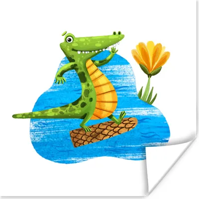 Produktbild von MuchoWow® Poster Krokodil - Wasser - Baum 30x30 cm - Wandposter - Printing