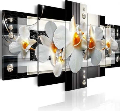 Produktbild von Leinwandbilder 200x100 cm b-A-0099-b-n Vlies Leinwandbild 5 tlg Kunstdruck modern Wandbilder XXL Wanddekoration Design Wand Bild ABSTRAKT BLUMEN ORCHIDEE