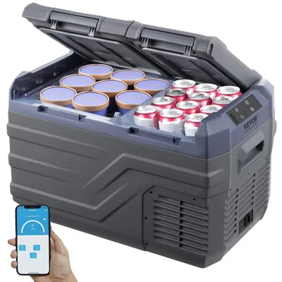 Obrázek produktu pro VEVOR autochladnička, dvouzónová přenosná mraznička 25 l, autochladnička na 12 V, nastavitelný rozsah -4℉-68℉, kompresorová chladnička 12/24 V DC a 100-240 V AC pro venkovní použití, kempování, obytný vůz