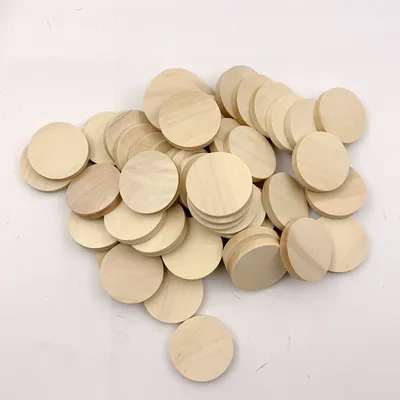 Produktbild von 200 Stück 2.5cm Unfertige Holzscheiben zum Basteln, Runde Baumscheibe für DIY