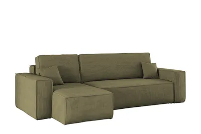 Produktbild von Kaiser Möbel Ecksofa mit schlaffunktion und bettkasten, Sofa L-form, Couch L-form BEST Poso Dicker Cord Olive Links
