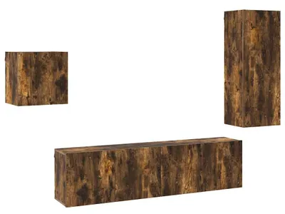 Immagine prodotto di parete attrezzata a 4 pezzi in legno di rovere fumé