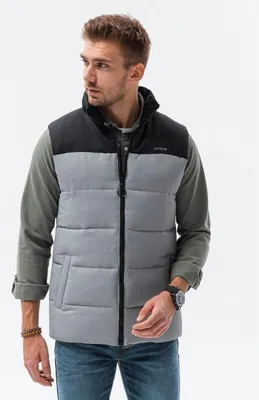 Produktbild von Ombre Herren-Weste Sport Steppweste Bodywarmer Ärmellos Mix S-XXL V36, Grau XS/S