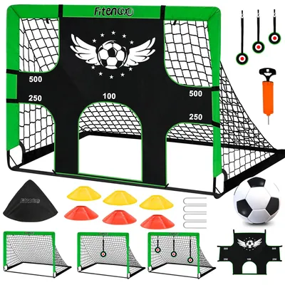 Produktbild von Kinderfußballtor mit 5 Schussöffnungen und Hindernissen für den Garten