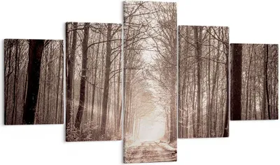 Produktbild von Bild auf Leinwand - Leinwandbild - Wald Straße Baum - 125x70cm - Wand Bild - Wanddeko - Wandbilder - Leinwanddruck - Bilder - Kunstdruck - Wanddekoration - Leinwand bilder - Wandkunst - EA125x70-3620