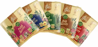 Produktbild von Dr.Soil Pflanzenpflegepaket für den natürlichen Pflanzenschutz mit Fungi Buster (natürliches Fungizid), Bug Buster (natürliches Insektizid), Plant Booster (Biostimulator zur Stärkung der Immunität), Flower Booster (Biostimulator für die Blüte) und Leaf Bo