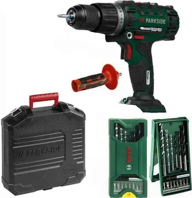 Produktbild von PARKSIDE 20V Akku-Schlagbohrschrauber PSBSA 20-Li C3 Solo + Bosch Bohrer Set