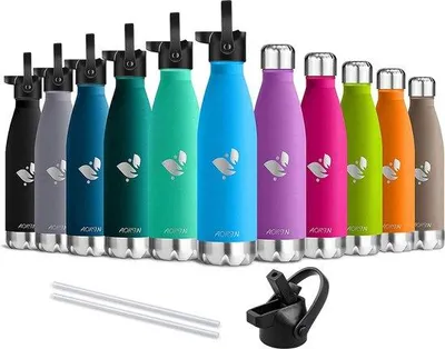 Obrázok produktu pre Izolovaná fľaša na pitie, 350 ml/500 ml/750 ml, bez BPA, udrží nápoj studený 24 hodín a teplý 12 hodín, ideálna termoska pre deti, do školy, na šport, do prírody, na bicykel, do posilňovne