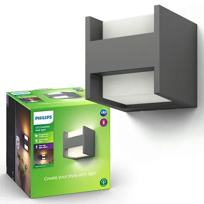 Zdjęcie produktu dla Philips myGarden Kinkiet Arbour 4,5 W, Oświetlenie zewnętrzne ścienne, Czarny, Aluminium, IP44, II, Nawierzchniowe