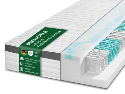 Produktbild von Hochwertige XXL-Matratze mit Taschenfederkern | 80 x 200 cm | H4 | 25cm hoch | DREAMSTAR Platin