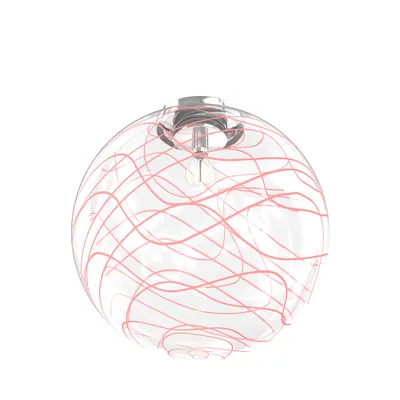Produktbild von Zeitgenössische Deckenleuchte Mond Metall Chrom Rot Glas 1 Licht E27 D.40Cm