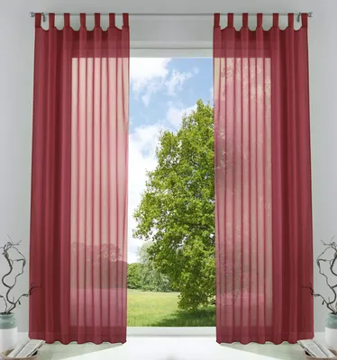 2er-Set Voile-Gardinen, bordeaux, 245x140 cm, transparent