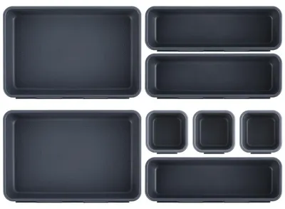 Imagen del producto de Organizador de cajones juego de 8 piezas - Plástico - Antideslizante - 3 tamaños