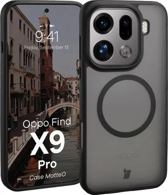 Produktbild von Handyhülle mit Magnetring für Oppo Find X9 Pro, Bizon Case MatteO, Getönt-Schwarz