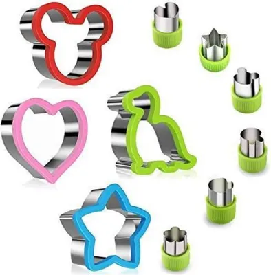 Image de Set d'emporte-pièces pour sandwichs pour enfants - Mickey, Dinosaure, Étoile, Cœur - Coupe légumes-fruits en acier inoxydable - Coupe croûtes à pain